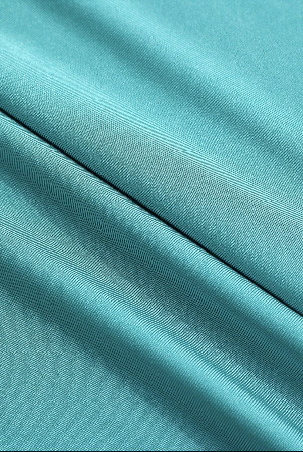 Çift Renkli Yırtmaçlı Jarse Elbise (Mavi)